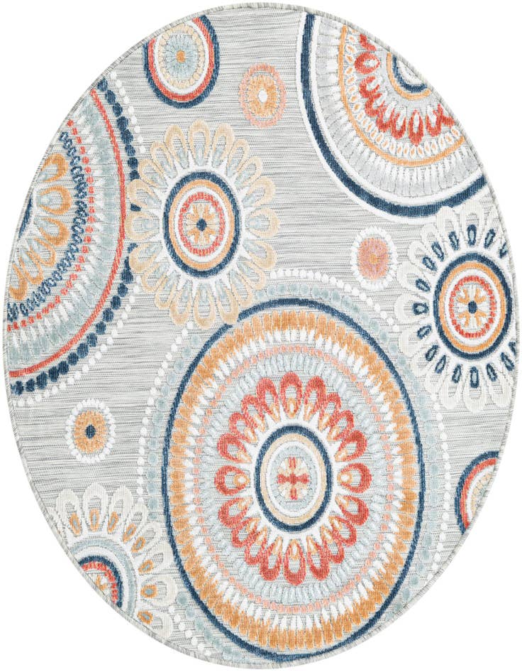Detail image of 4' 5 x 4' 5 Easy-Clean Botanical Indoor / Outdoor Round Rug
