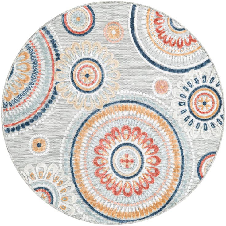 Detail image of 4' 5 x 4' 5 Easy-Clean Botanical Indoor / Outdoor Round Rug
