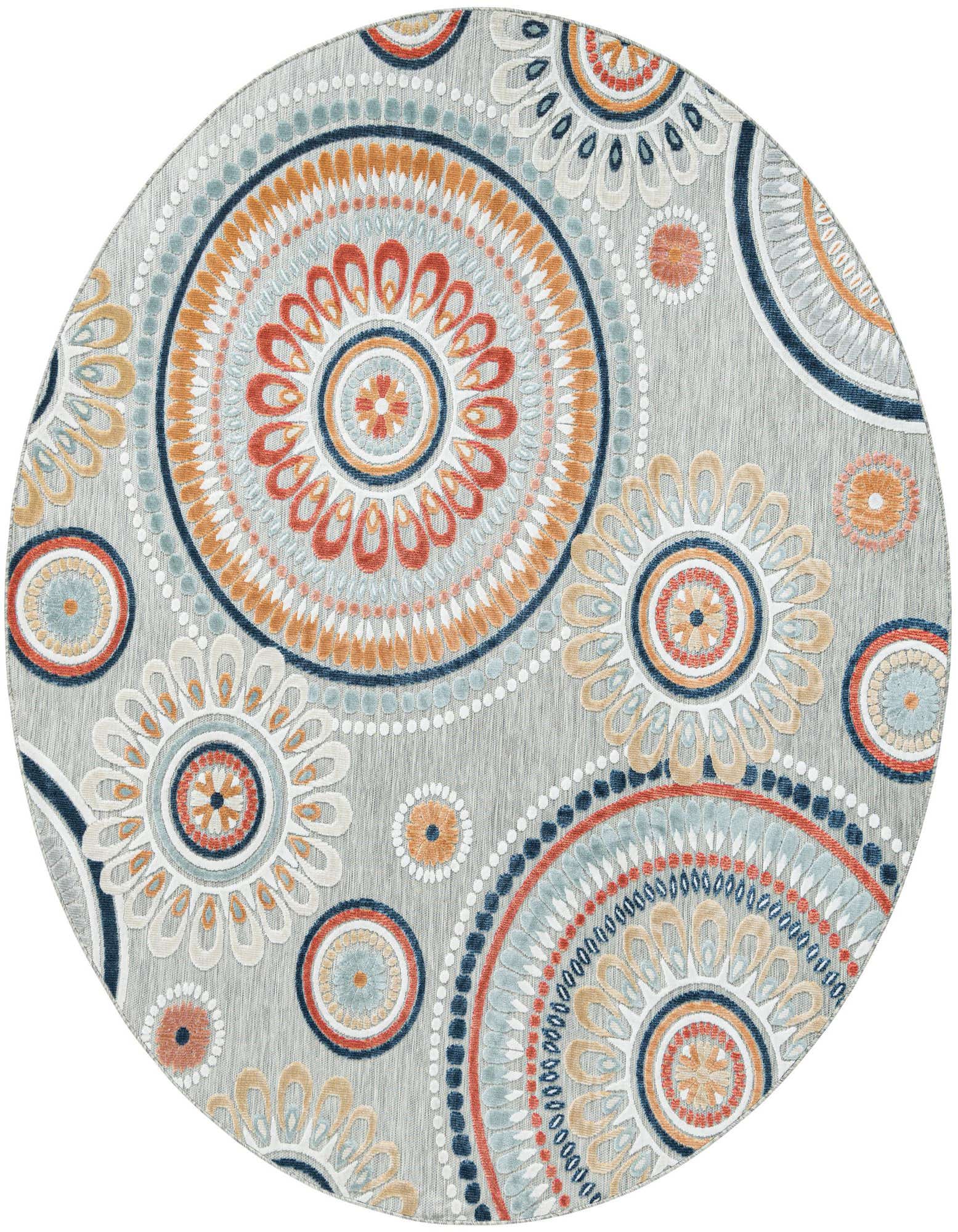 8' 2 x 8' 2 Easy-Clean Botanical Indoor / Outdoor Round Rug