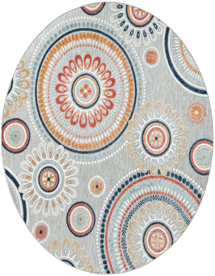 Detail image of 8' 2 x 8' 2 Easy-Clean Botanical Indoor / Outdoor Round Rug