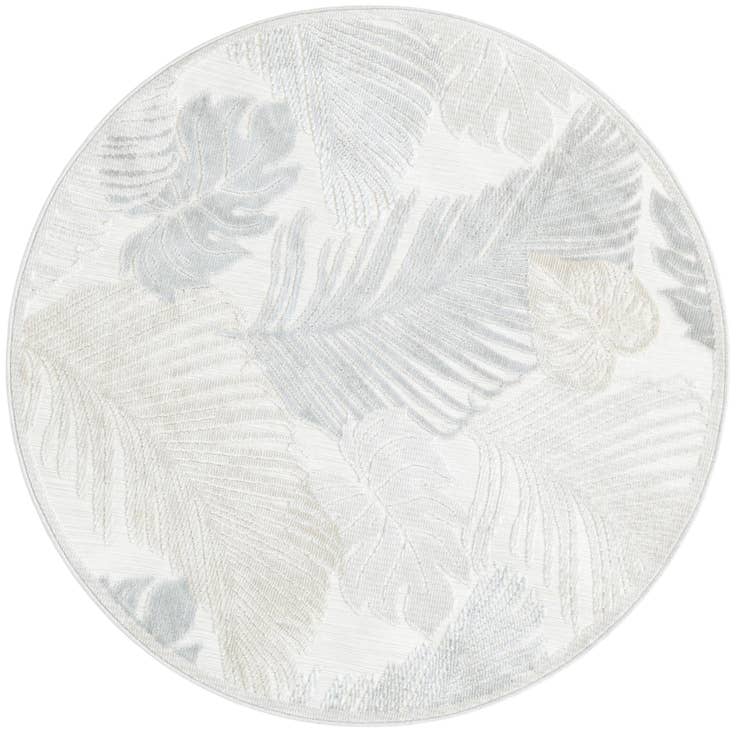 Detail image of 4' 5 x 4' 5 Easy-Clean Botanical Indoor / Outdoor Round Rug