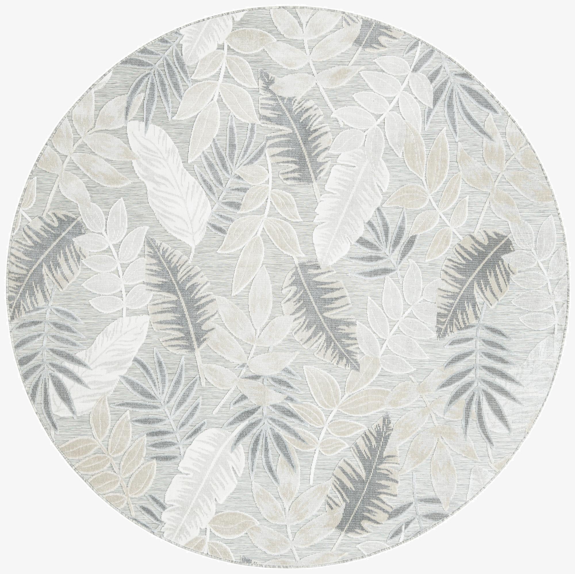 8' 2 x 8' 2  Washable Botanical Indoor / Outdoor Round Rug