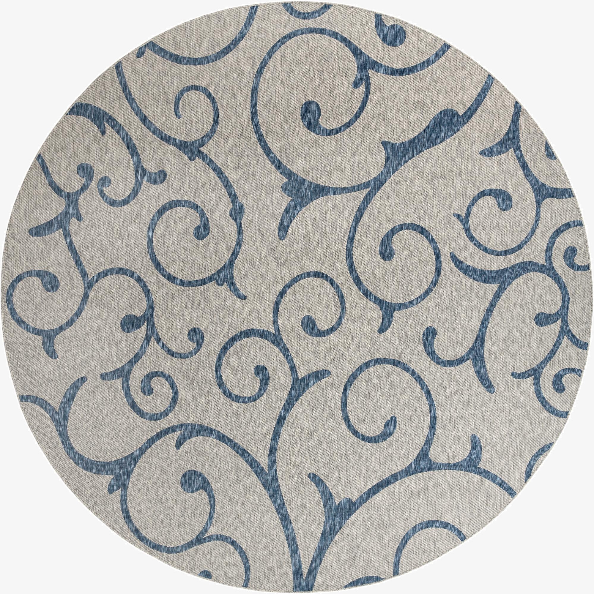 13' x 13'  Washable Botanical Indoor / Outdoor Round Rug