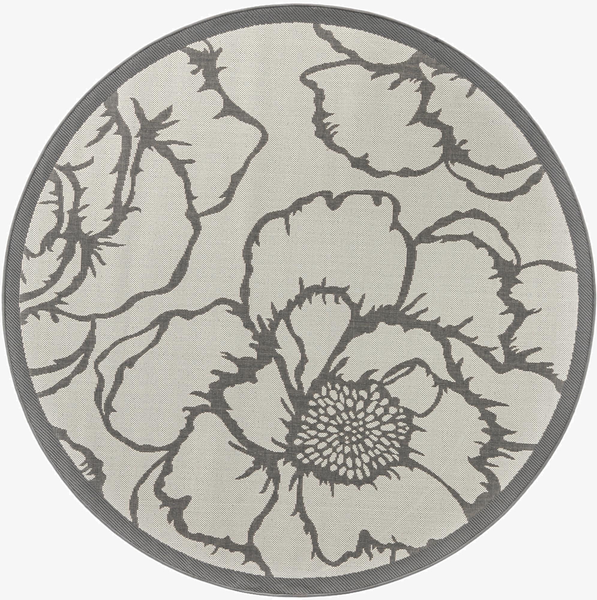 6' x 6'  Washable Botanical Indoor / Outdoor Round Rug