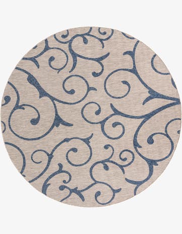 10' 8 x 10' 8 Easy-Clean Botanical Indoor / Outdoor Round Rug