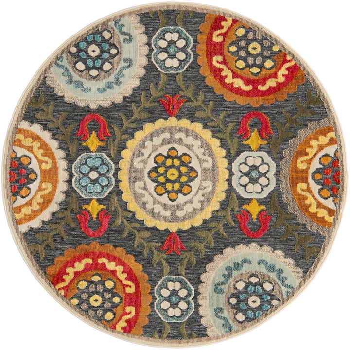 6' x 6' Easy-Clean Casablanca Indoor / Outdoor Round Rug