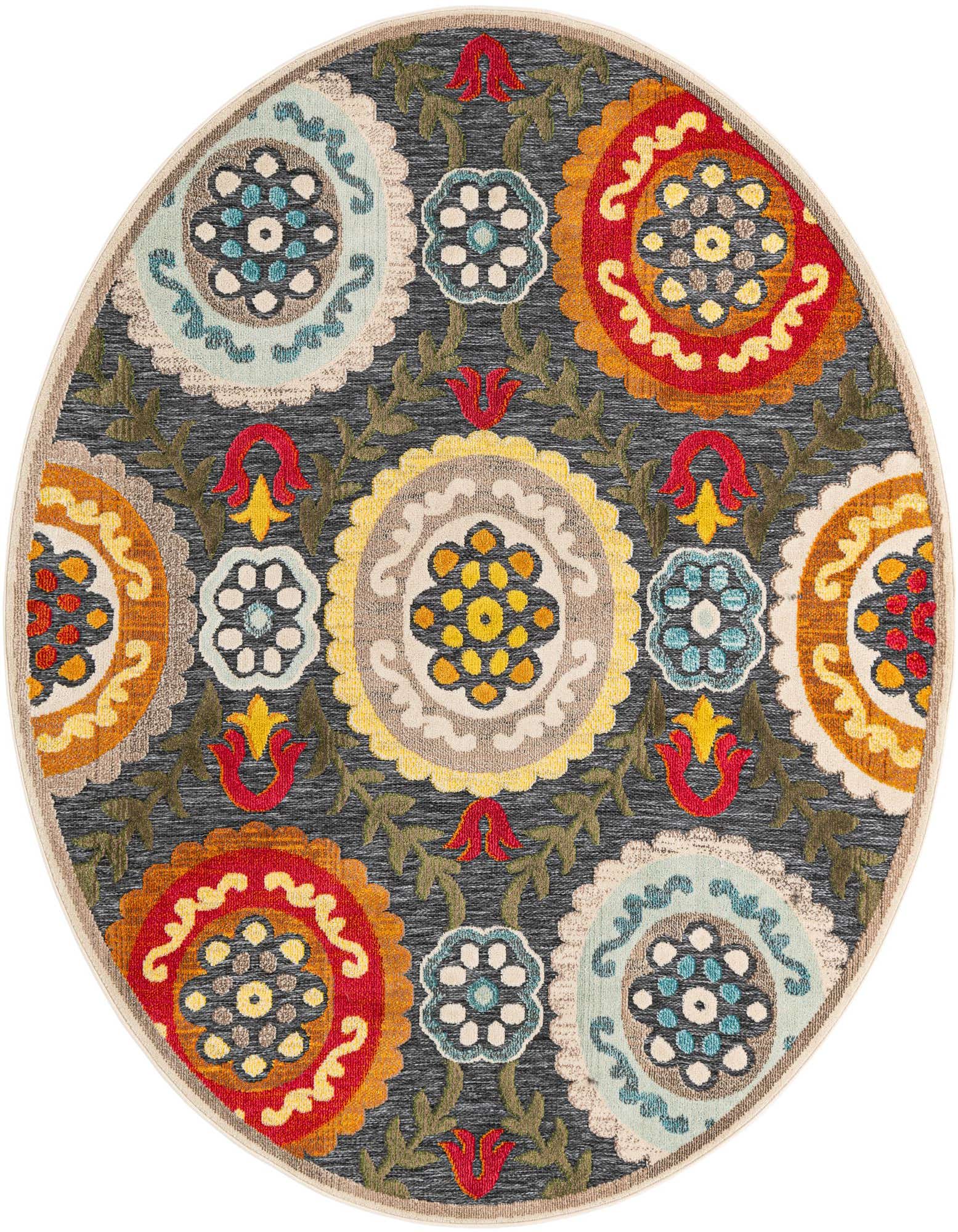 7' 10 x 7' 10 Easy-Clean Casablanca Indoor / Outdoor Round Rug