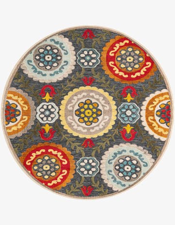 7' 10 x 7' 10 Easy-Clean Casablanca Indoor / Outdoor Round Rug