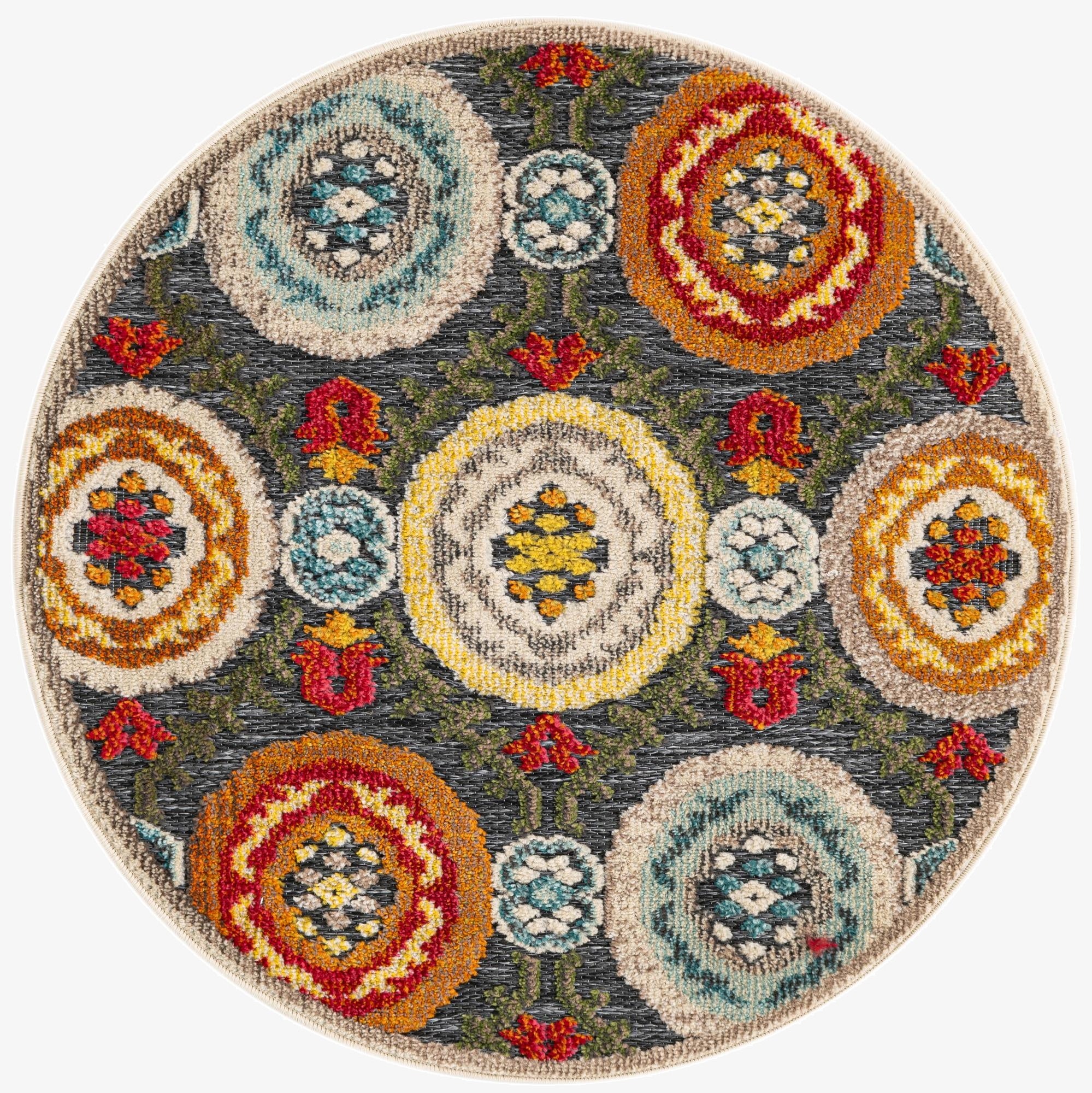 3' x 3'  Washable Casablanca Indoor / Outdoor Round Rug