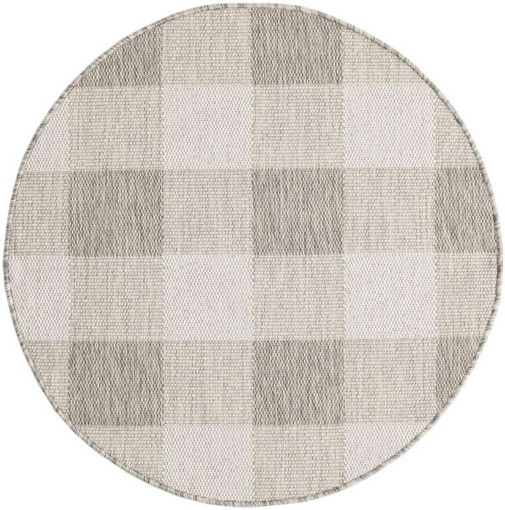 3' x 3' Easy-Clean Checkered Indoor / Outdoor Round Rug