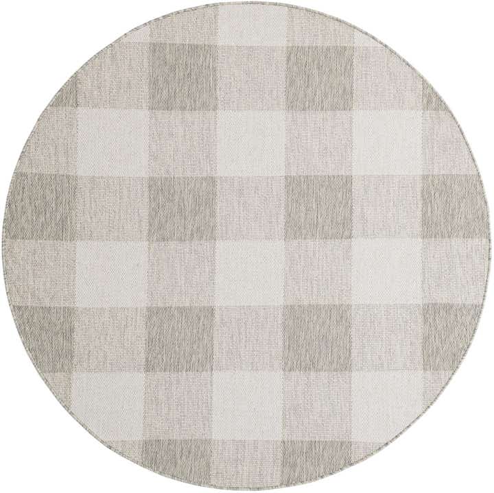 6' x 6' Easy-Clean Checkered Indoor / Outdoor Round Rug