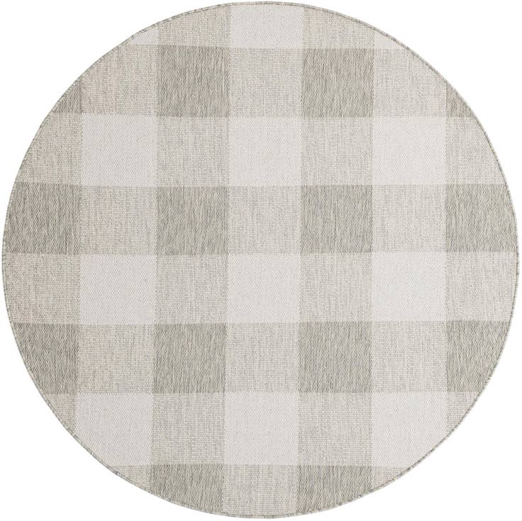 Detail image of 6' x 6' Easy-Clean Checkered Indoor / Outdoor Round Rug