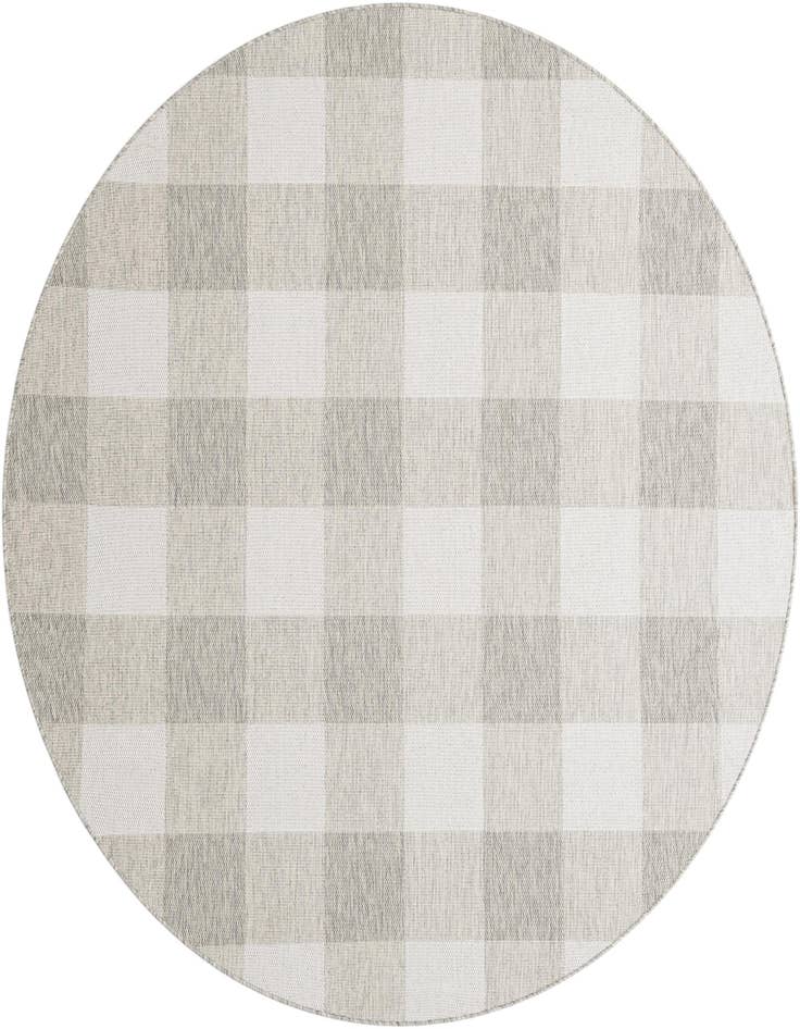 Detail image of 7' 10 x 7' 10 Easy-Clean Checkered Indoor / Outdoor Round Rug
