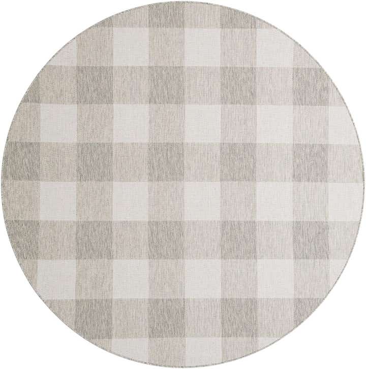 7' 10 x 7' 10 Easy-Clean Checkered Indoor / Outdoor Round Rug