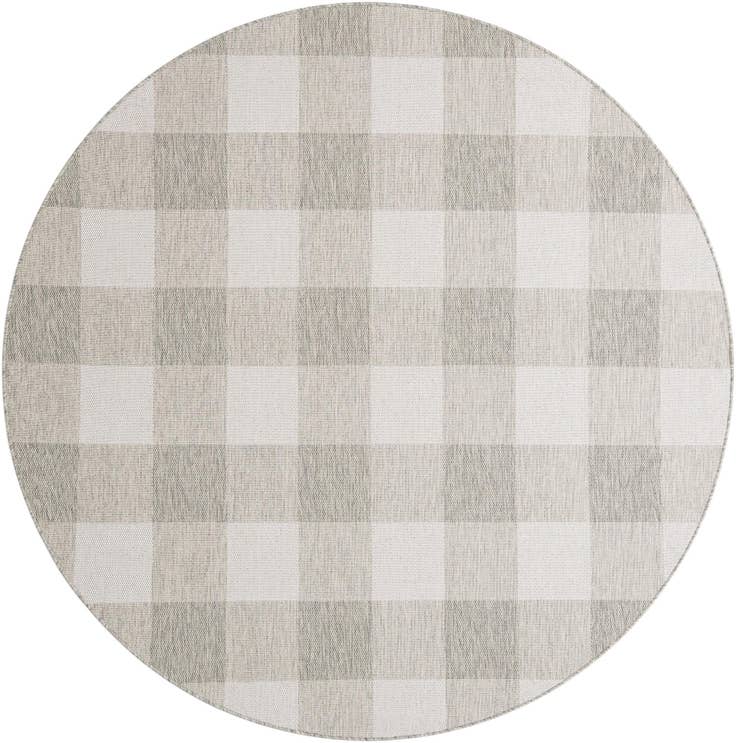 Detail image of 7' 10 x 7' 10 Easy-Clean Checkered Indoor / Outdoor Round Rug