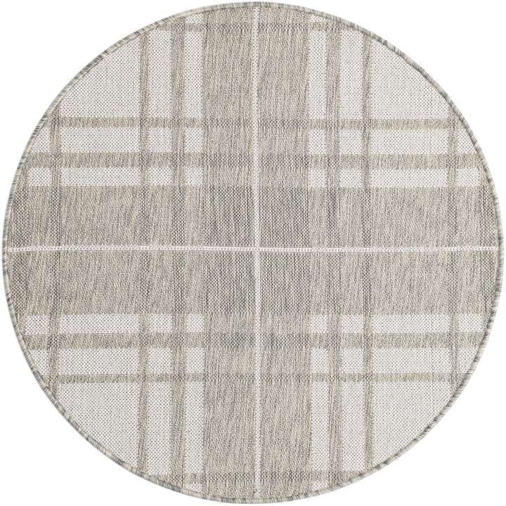 3' x 3' Easy-Clean Checkered Indoor / Outdoor Round Rug
