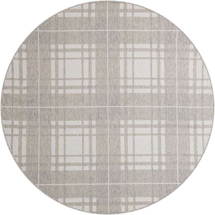 7' 10 x 7' 10 Easy-Clean Checkered Indoor / Outdoor Round Rug