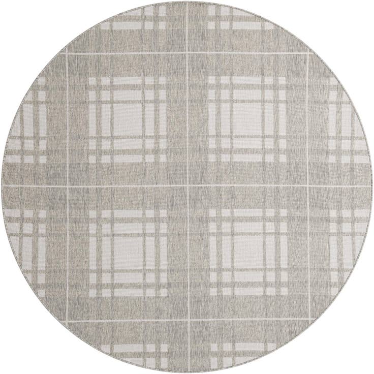 Detail image of 7' 10 x 7' 10 Easy-Clean Checkered Indoor / Outdoor Round Rug