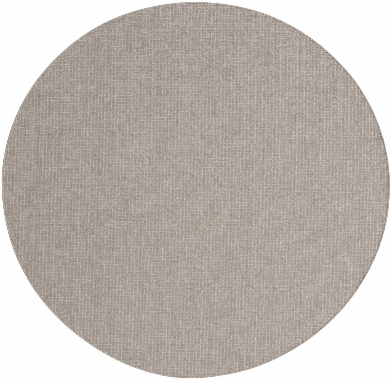 Gray Easy-Clean Checkered Indoor / Outdoor Round Rug