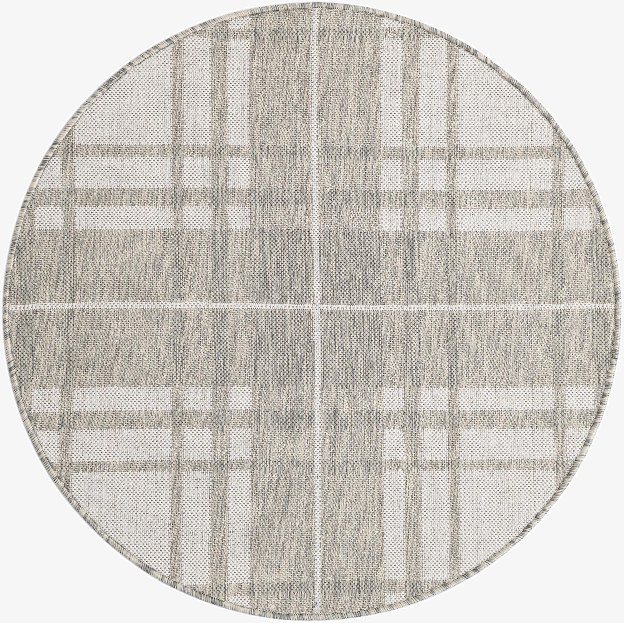 3' x 3'  Washable Checkered Indoor / Outdoor Round Rug