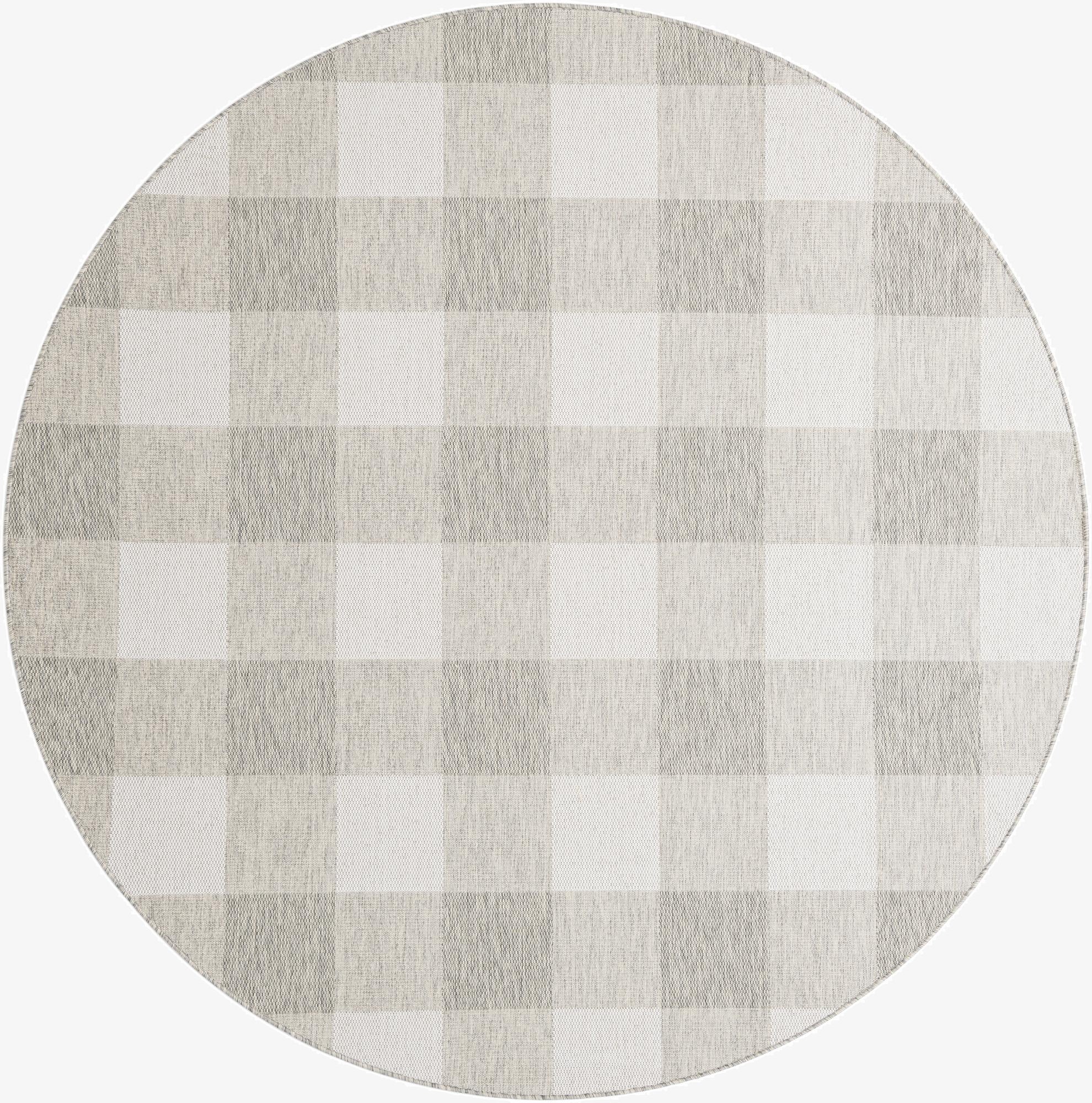 7' 10 x 7' 10  Washable Checkered Indoor / Outdoor Round Rug