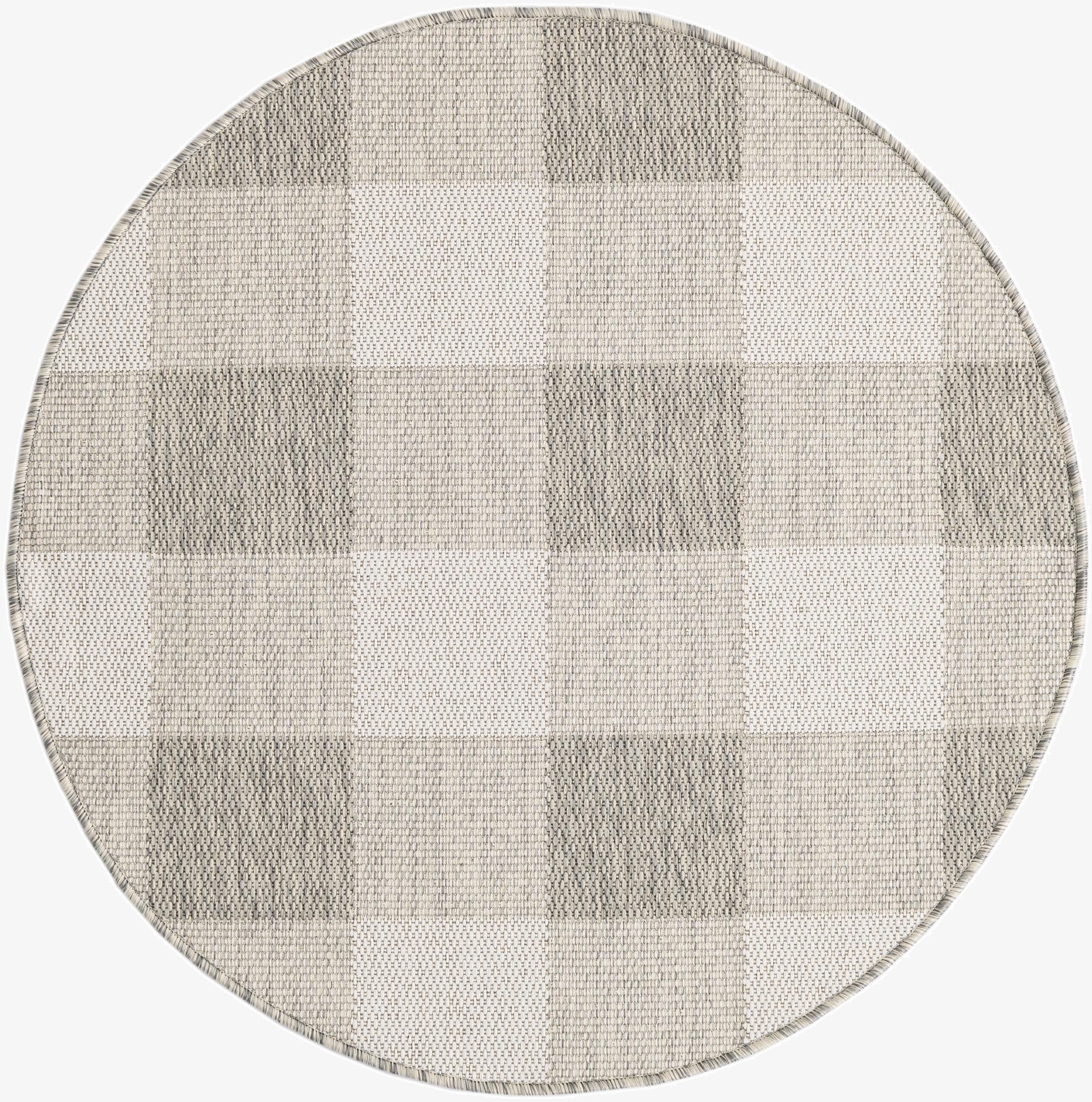 3' x 3'  Washable Checkered Indoor / Outdoor Round Rug