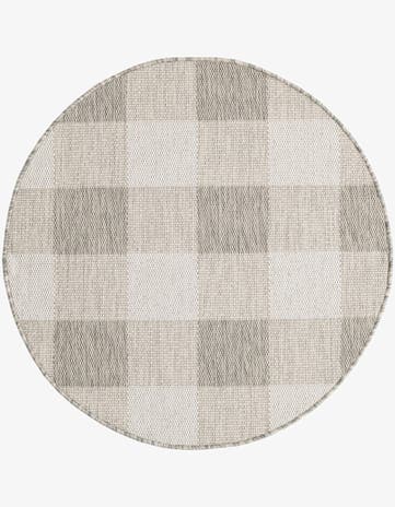 3' x 3' Easy-Clean Checkered Indoor / Outdoor Round Rug