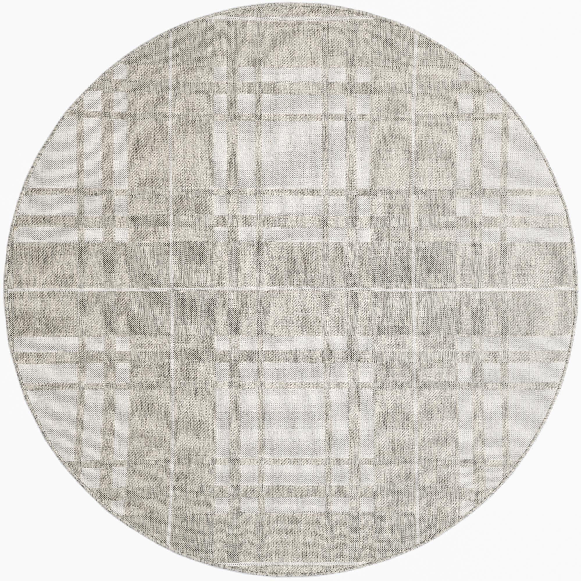 6' x 6'  Washable Checkered Indoor / Outdoor Round Rug