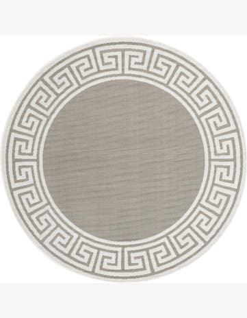 Gray Easy-Clean Coastal Indoor / Outdoor Round Rug