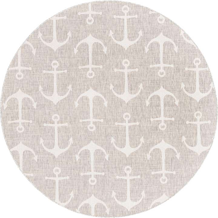 7' 10 x 7' 10 Easy-Clean Coastal Indoor / Outdoor Round Rug