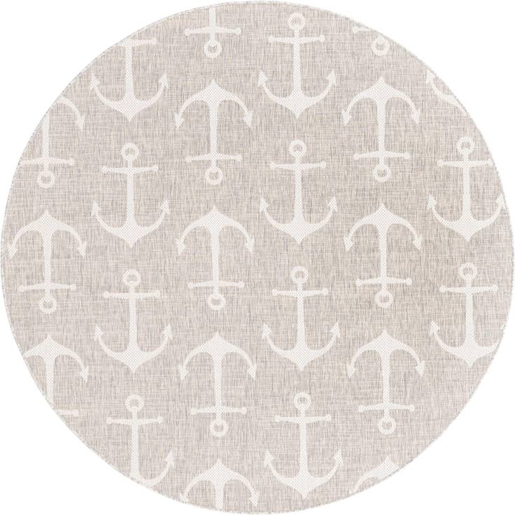 Detail image of 7' 10 x 7' 10 Easy-Clean Coastal Indoor / Outdoor Round Rug