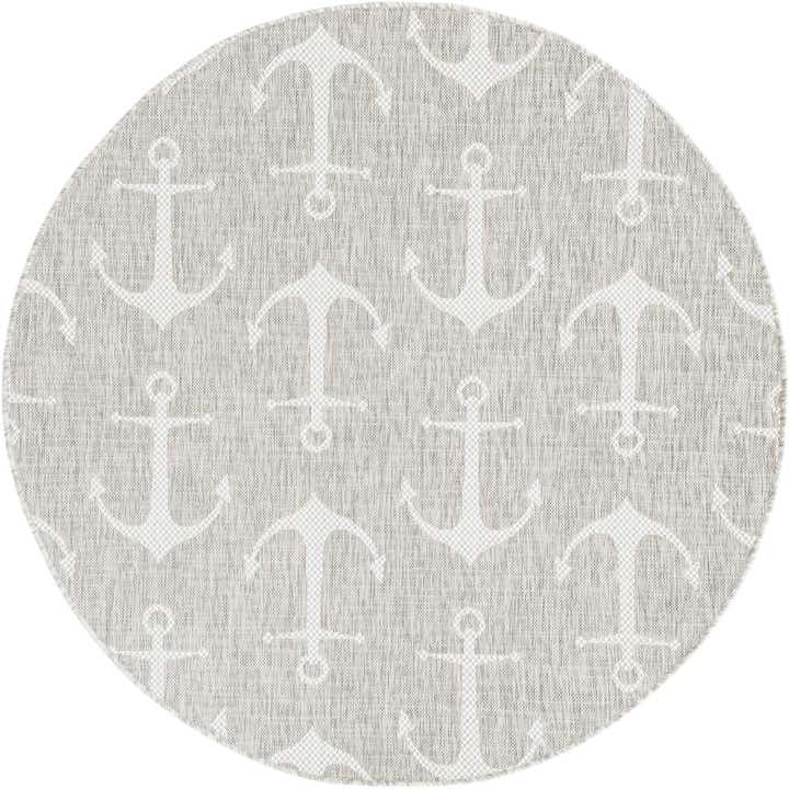 5' 3 x 5' 3 Easy-Clean Coastal Indoor / Outdoor Round Rug