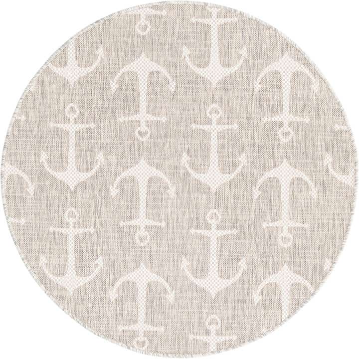 4' x 4' Easy-Clean Coastal Indoor / Outdoor Round Rug