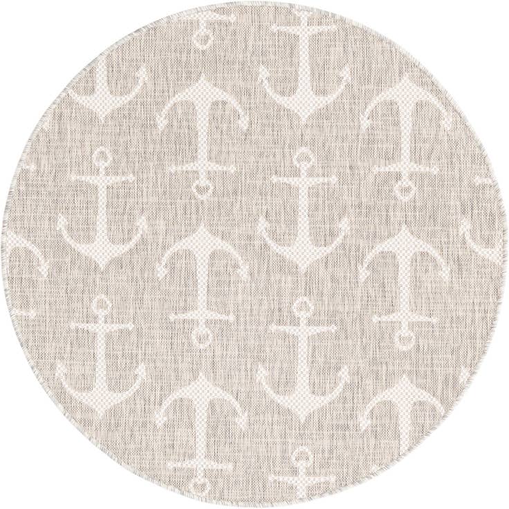 Detail image of 4' x 4' Easy-Clean Coastal Indoor / Outdoor Round Rug