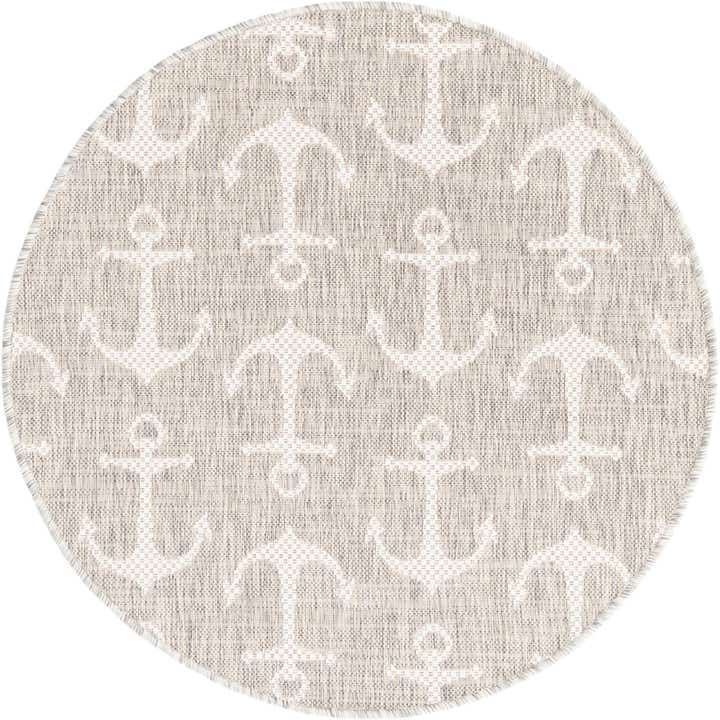 3' x 3' Easy-Clean Coastal Indoor / Outdoor Round Rug