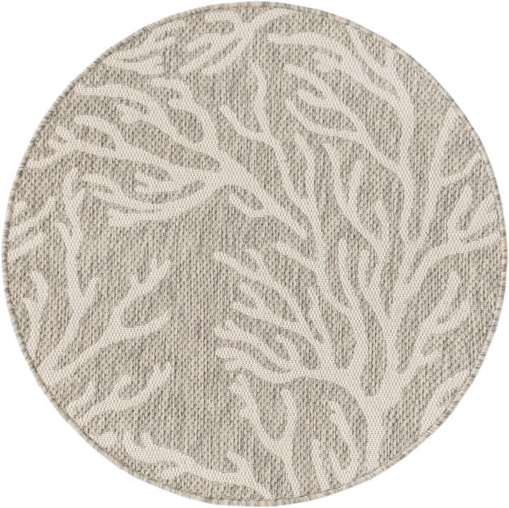 3' x 3' Easy-Clean Coastal Indoor / Outdoor Round Rug