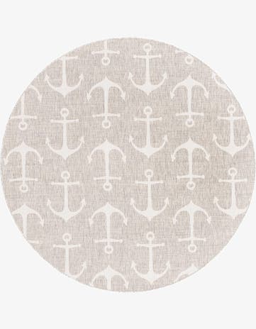 7' 10 x 7' 10 Easy-Clean Coastal Indoor / Outdoor Round Rug