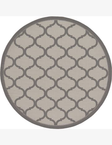 Gray Easy-Clean Lattice Indoor / Outdoor Round Rug