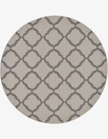 Gray Easy-Clean Lattice Indoor / Outdoor Round Rug