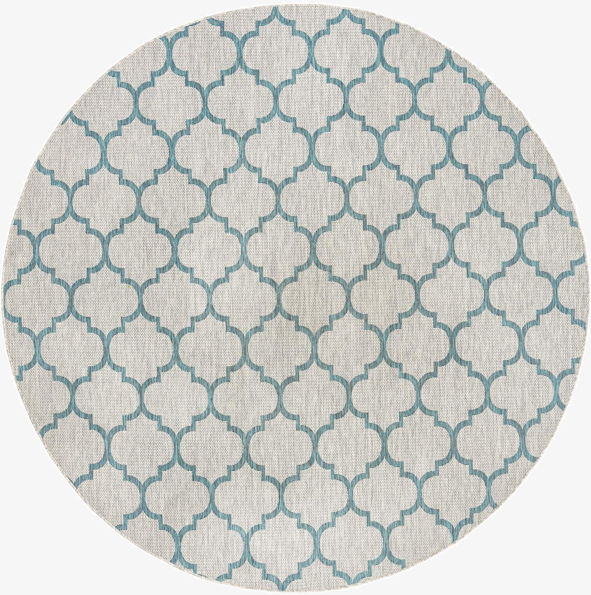 10' 8 x 10' 8 Washable Lattice Indoor / Outdoor Round Rug