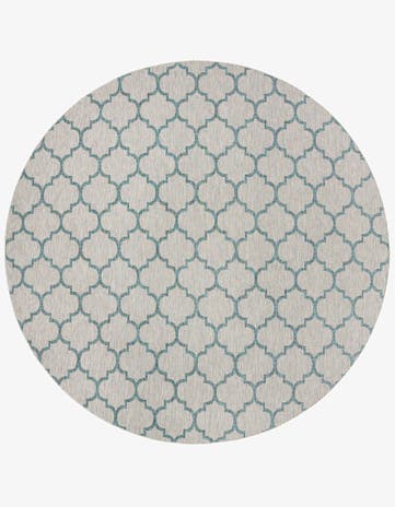 Gray Easy-Clean Lattice Indoor / Outdoor Round Rug