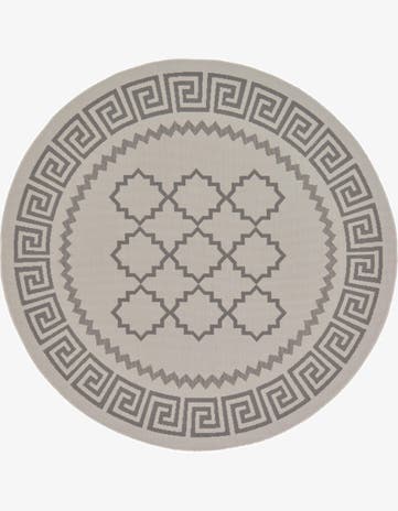 Gray Easy-Clean Lattice Indoor / Outdoor Round Rug