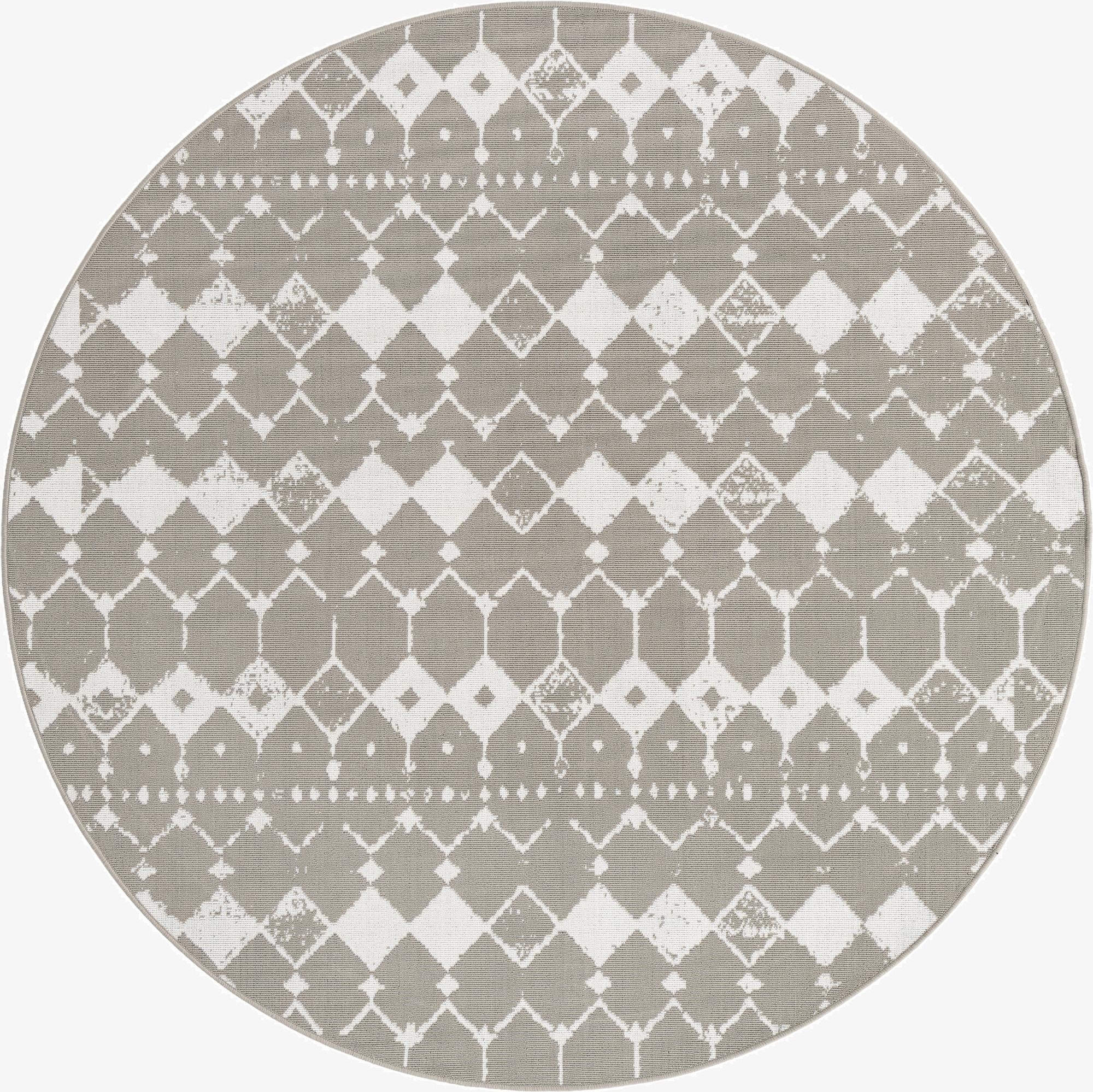 7' x 7' Washable Lattice Indoor / Outdoor Round Rug