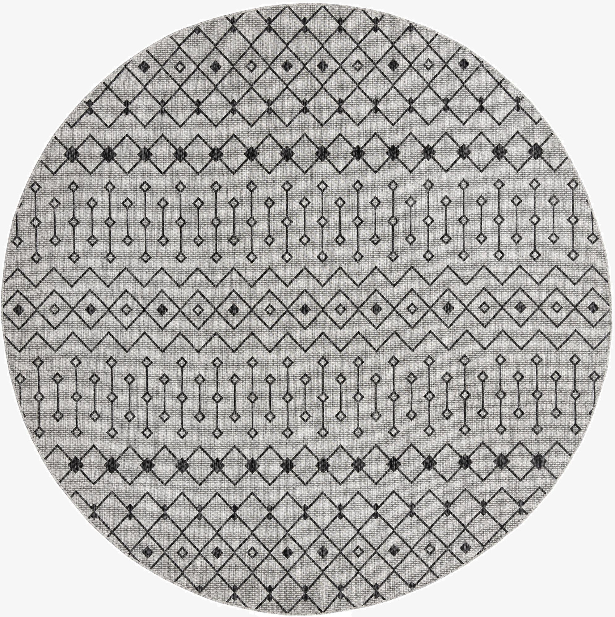10' 8 x 10' 8 Washable Lattice Indoor / Outdoor Round Rug