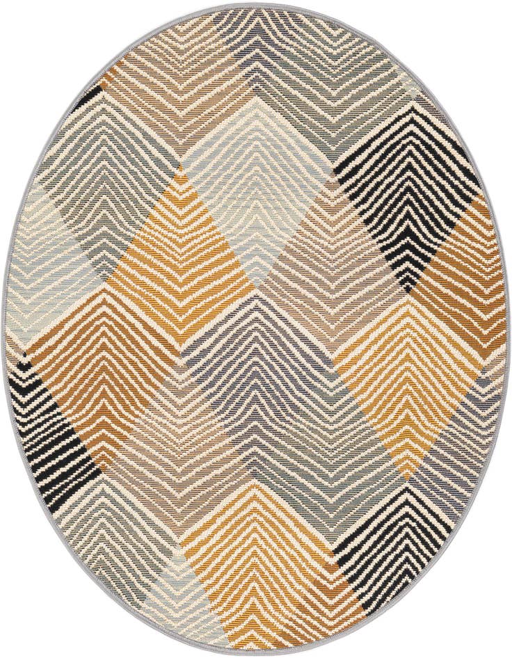 Detail image of 3' x 3' Easy-Clean Modern Indoor / Outdoor Round Rug