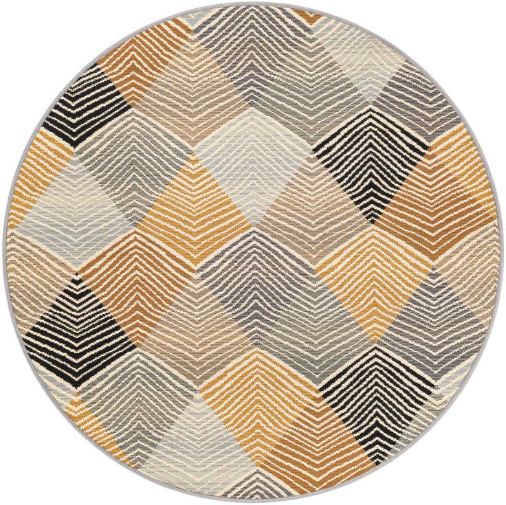 Detail image of 4' x 4' Easy-Clean Modern Indoor / Outdoor Round Rug