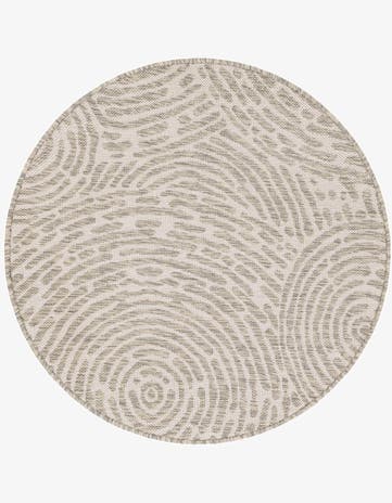 Gray Easy-Clean Modern Indoor / Outdoor Round Rug