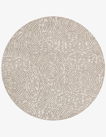 Gray Easy-Clean Modern Indoor / Outdoor Round Rug
