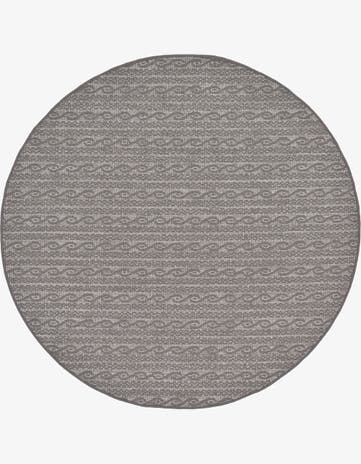 Gray Easy-Clean Modern Indoor / Outdoor Round Rug