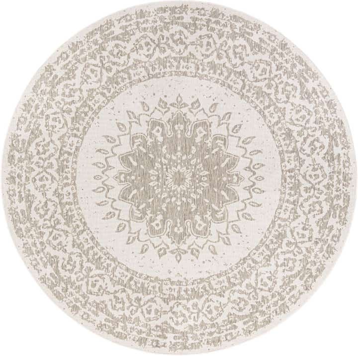 10' x 10' Easy-Clean Traditional Indoor / Outdoor Round Rug